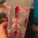 Tango Ice Blast wrapped glittery cold cup, with lid and straw