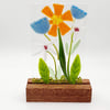 ‘Spring Flower’ Fused Glass Panel in Wooden Stand 