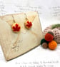Burnt orange maple leaf fabric button dangle earrings autumn lover - Image 9