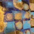 Abstract Blue & Gold Textured Canvas painting- Mixed Media wall Art