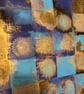Abstract Blue & Gold Textured Canvas painting- Mixed Media wall Art