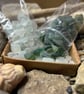 Seaham beach sea glass - 100g white and green mixed pieces - Craft bags