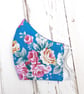 Handmade turquoise floral facemask - Image 1