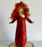 'Ember' A Needle felted Figurine Ornament in a red and orange dress - Image 2