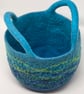 Large Blue Felt Basket with Cord Grab Handles - Image 4