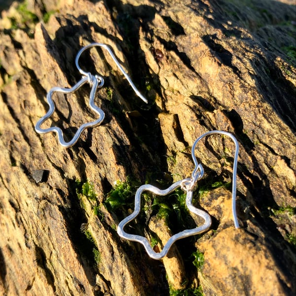 Simple Sterling Silver Starfish Earrings - Large - 1274