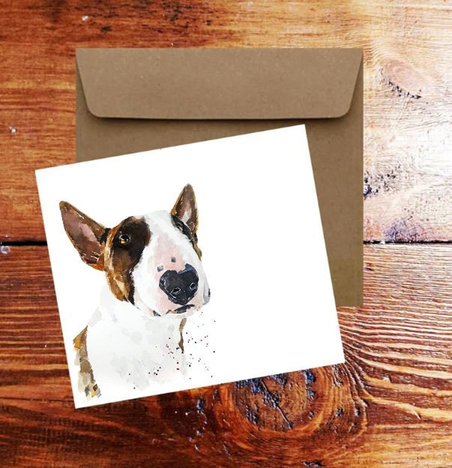 Bull Terrier GreetingNote Card.Bull Terrier card,Bull Terrier card, Bull Terrier