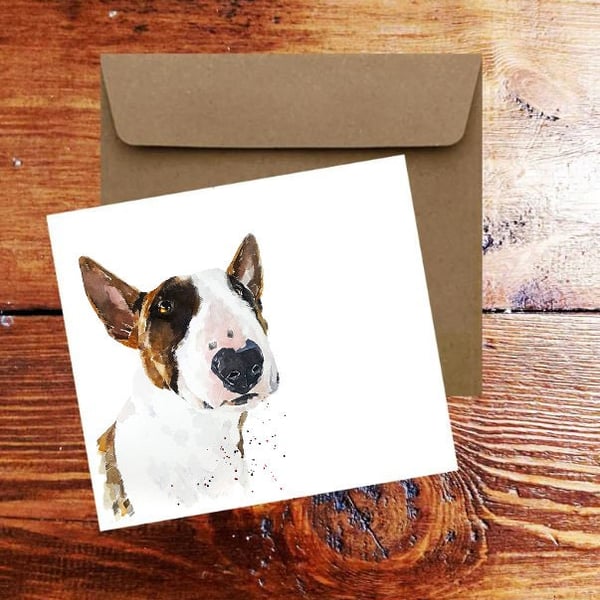 Bull Terrier GreetingNote Card.Bull Terrier card,Bull Terrier card, Bull Terrier