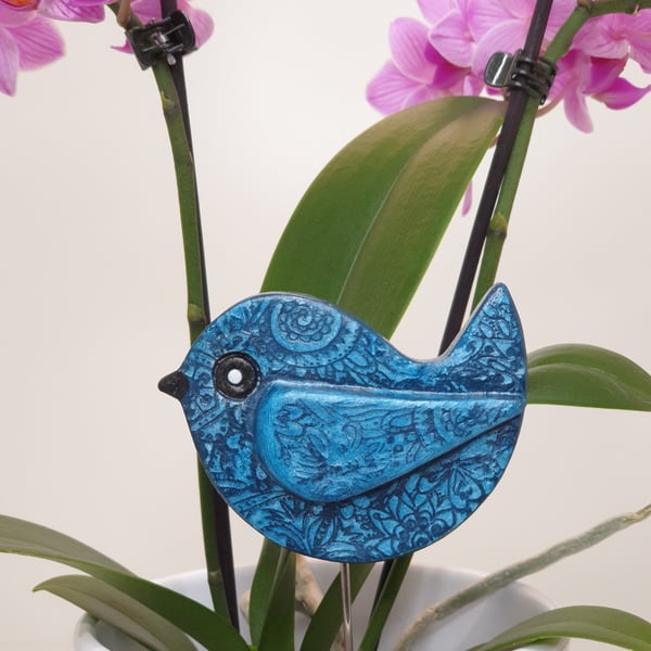 Bird decoration, plant pot decoration, clay bir... Folksy