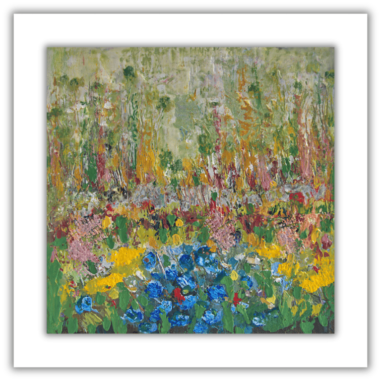 Framed encaustic oil painting - Scottish landscape - wildflowers