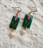 Pink Tulip Pearl Drop Earrings - Image 3