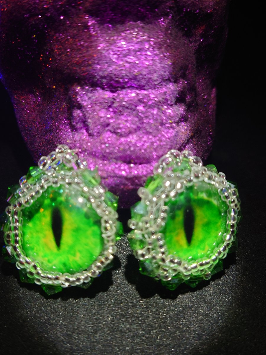 Beaded green dragon eyes Folksy