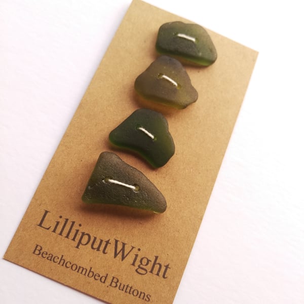 Set of four green sea glass buttons