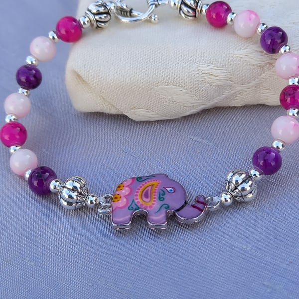 Elephant Connector Bracelet - Mauve