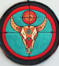 BTME010-Buffalo Skull Totem Mandala-20cm diameter-Jade-Pewter-Black-Red-Orange