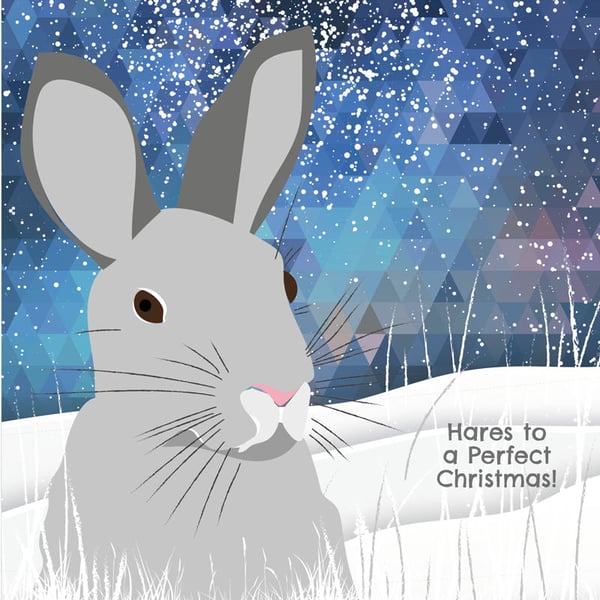 Hare Christmas Card, modern design, Made in Scotland