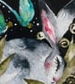 Mounted Original Whimsical Resting Hare with Dragonflies Original Watercolour  - Image 3