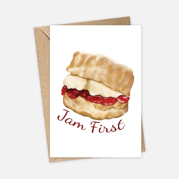 Jam First Greeting Card, Cornwall Greeting Card