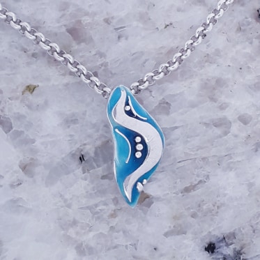 Mini Wave enamelled pendant
