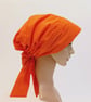 Surgical scrub cap for women, cotton head wear, bonnet with ties, lined 