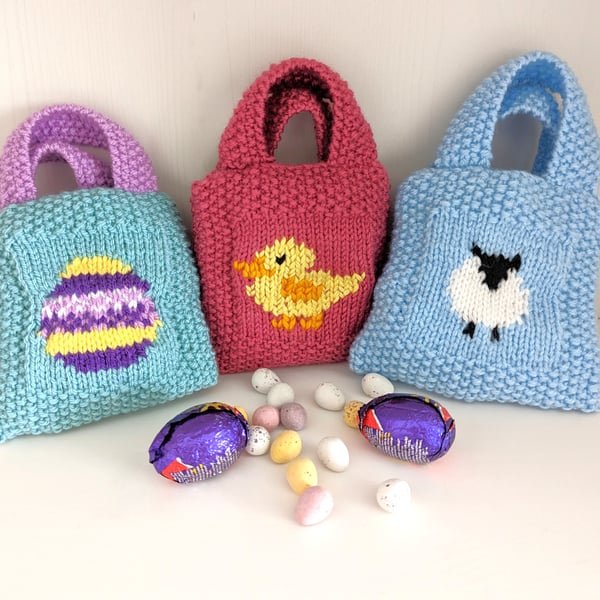 Knitting Pattern for Easter Goodie Bag - Digital Knitting Pattern