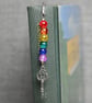 Patterned Metal Bookmark with Rainbow Crackle Glass and Key Charm