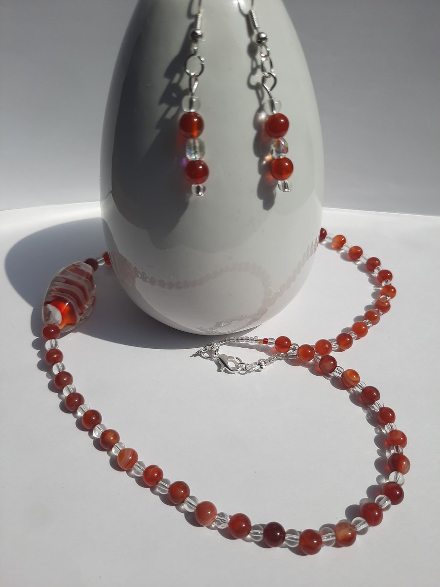 Carnelian Bead Jewellery Set