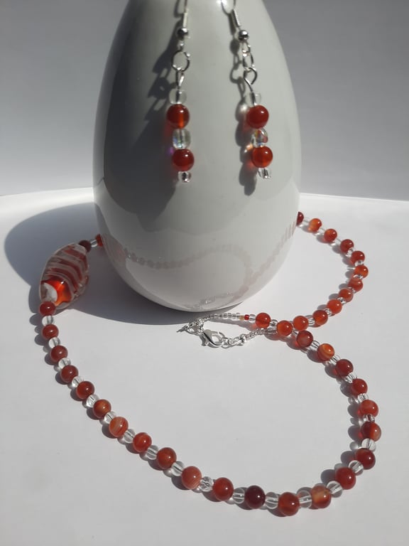 Carnelian Bead Jewellery Set