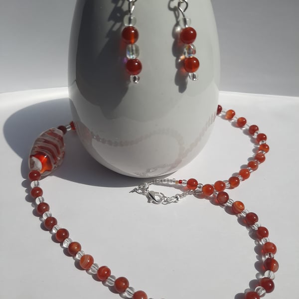 Carnelian Bead Jewellery Set