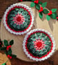 Christmas coaster set, Christmas decor, Christmas mug rug, Green theme coaster - Image 1