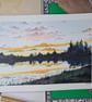 Original watercolour painting, Lake reflections, small tranquil landscape art
