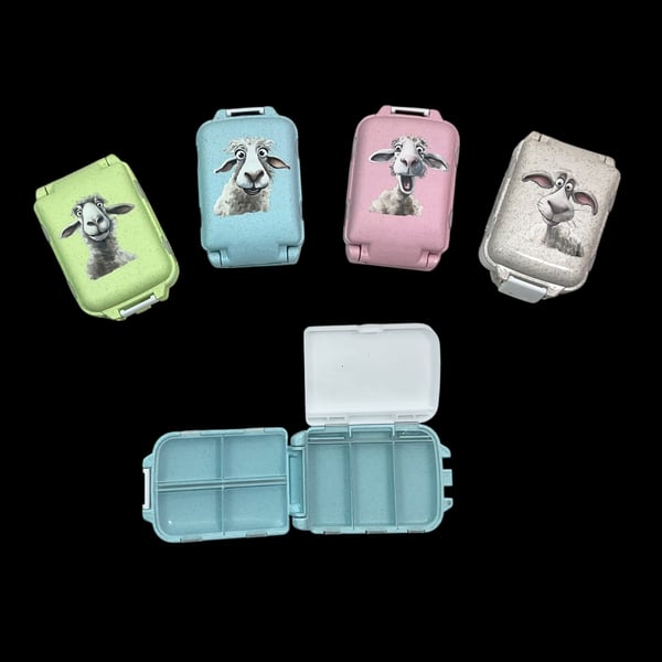 Knitting notions box with sheep motif, contents an option