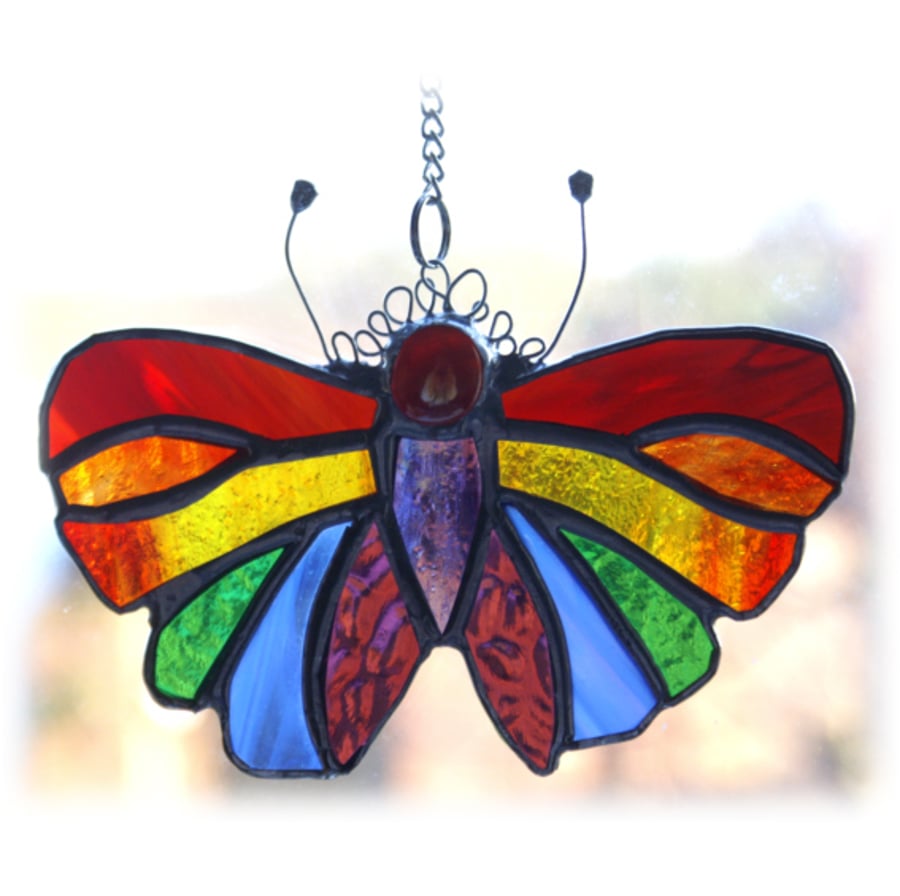 Butterfly Suncatcher Stained Glass Handmade Rainbow  
