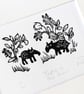 Tapirs in the trees - lino cut print - Image 1