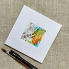 Original art card, blank card, hand painted, abstract, in vibrant acrylic ink