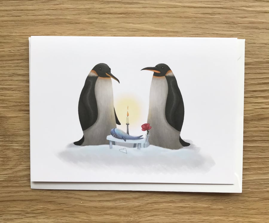 Penguins blank greeting card