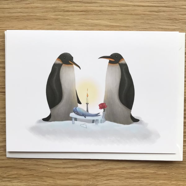 Penguins blank greeting card