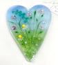 Pretty Glass Heart with Delicate Pastel Flowers