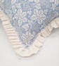 Blue and white, country cottage style, frilly cushion cover,  envelope backed,   - Image 7