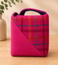 Dinky Harris Tweed Crossbody Bag – Handmade Pink Tartan Shoulder Bag - Image 3