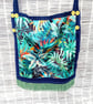 Black Panther in Colourful Jungle Foliage Fabric Cross Body or Shoulder Tote Bag - Image 2