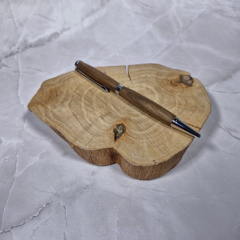 Hand Turned Wooden Twist Pen - Walnut with Chrome Plating