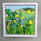 Acrylic Painting - original wild flower painting wooden box canvas framed