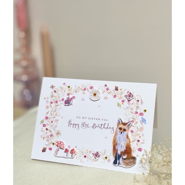 Fairytale Greeting Card with Fox, 3D cutouts and with Bio Glitter