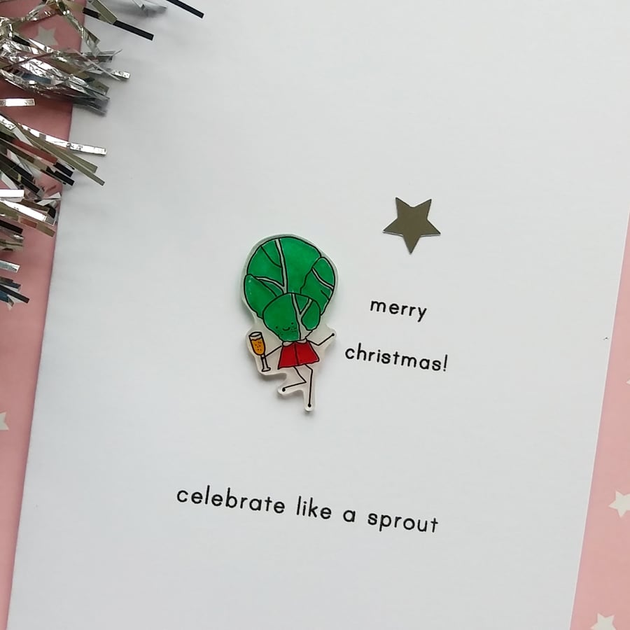 christmas card - celebrate like a sprout  - handmade card