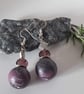 Statement jewellery - mauve, black and silver dangly earrings - Image 5