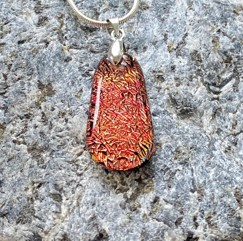 Molten Spark – Fused Glass Pendant – Necklace