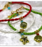 Bracelet Green Faux Leather with gold plated Seashell charm bead. - Image 2