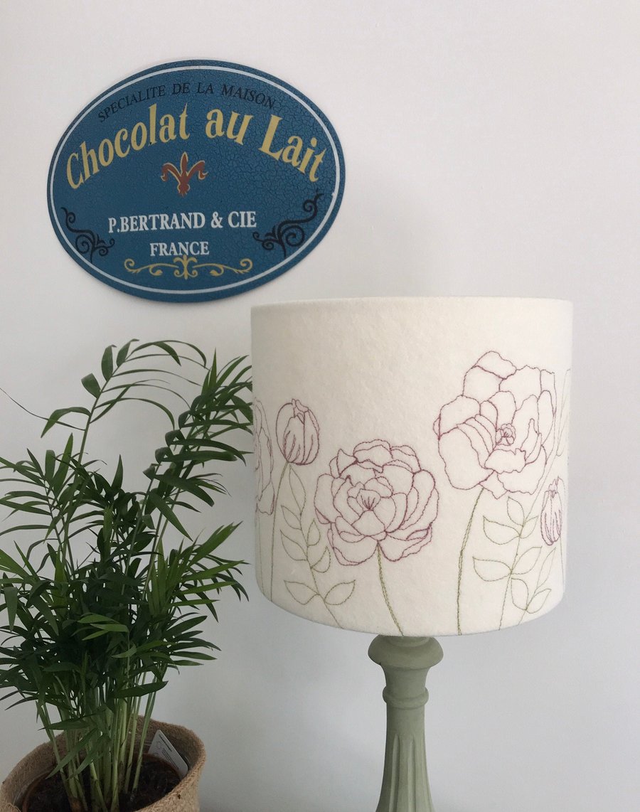 Peonies Embroidered Lampshade