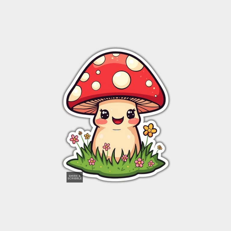 Funny Vinyl Sticker For Adults - Cute Mushroom